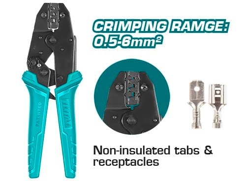 Kềm bấm cos đầu dây không cách điện AWG20-10 hiệu Total THCPC0506