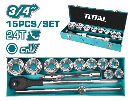 Bộ 15 đầu tuýp 3/4 inch hiệu Total THT341151