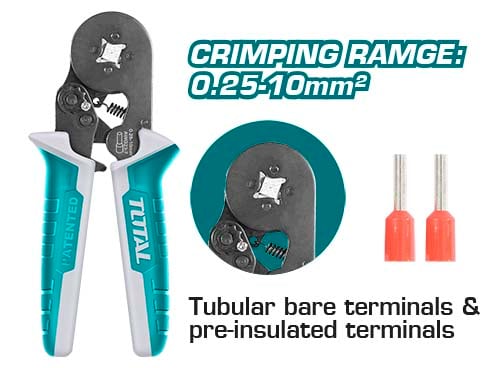 Kềm bấm cos đầu dây cách điện AWG23-7 hiệu Total THCPG2510