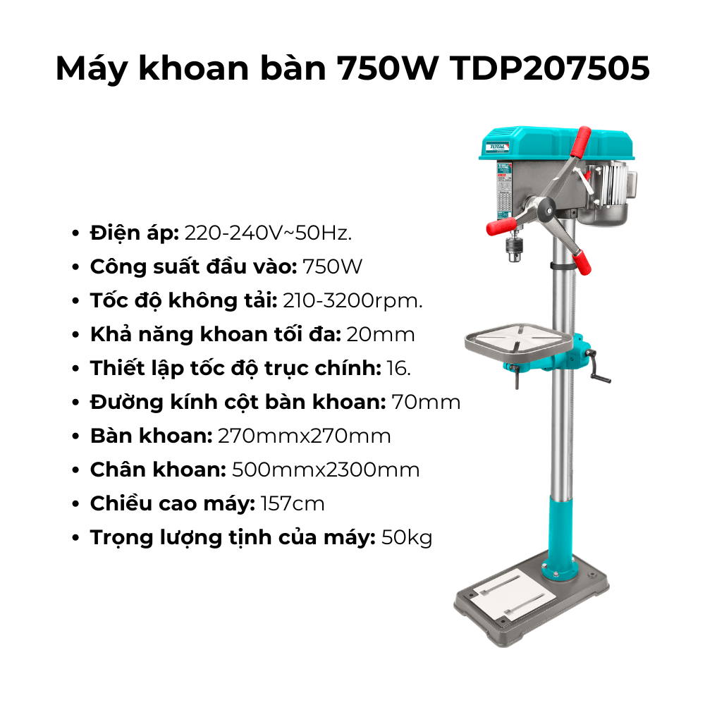 Máy khoan bàn 750W Total TDP207505