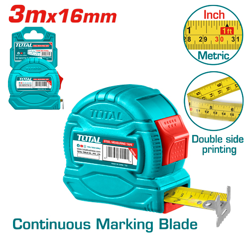 Thước kéo thép nền vàng 3x16mm Hiệu Total TMT34316