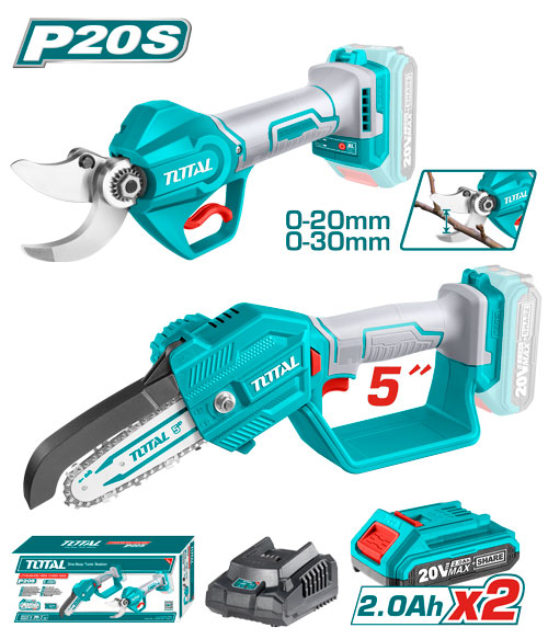 Bộ combo 2 máy cắt cành và máy cưa xích mini dùng pin 20V