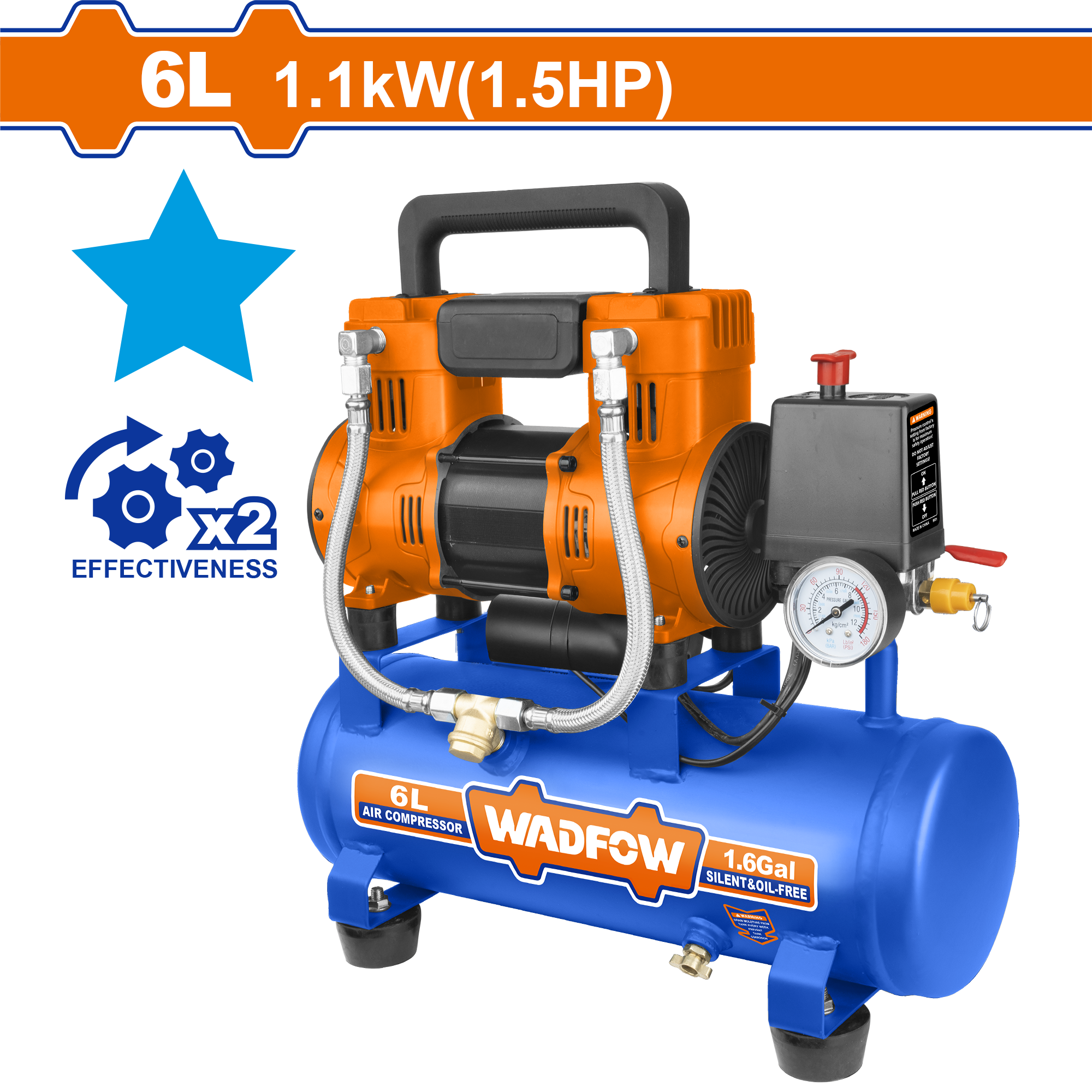 Máy nén khí (không dầu) 1100W-6L