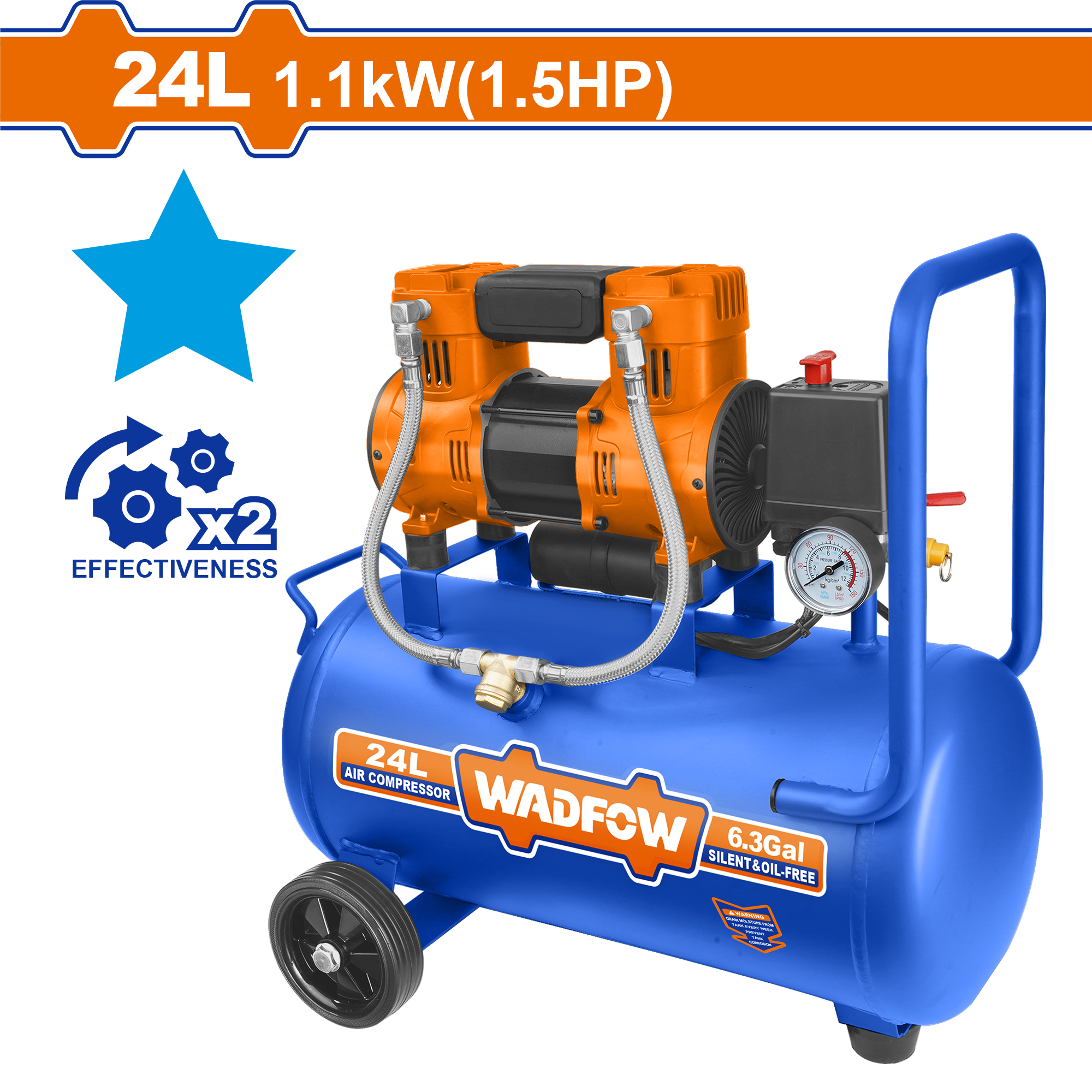 Máy nén khí (không dầu) 1100W-24L