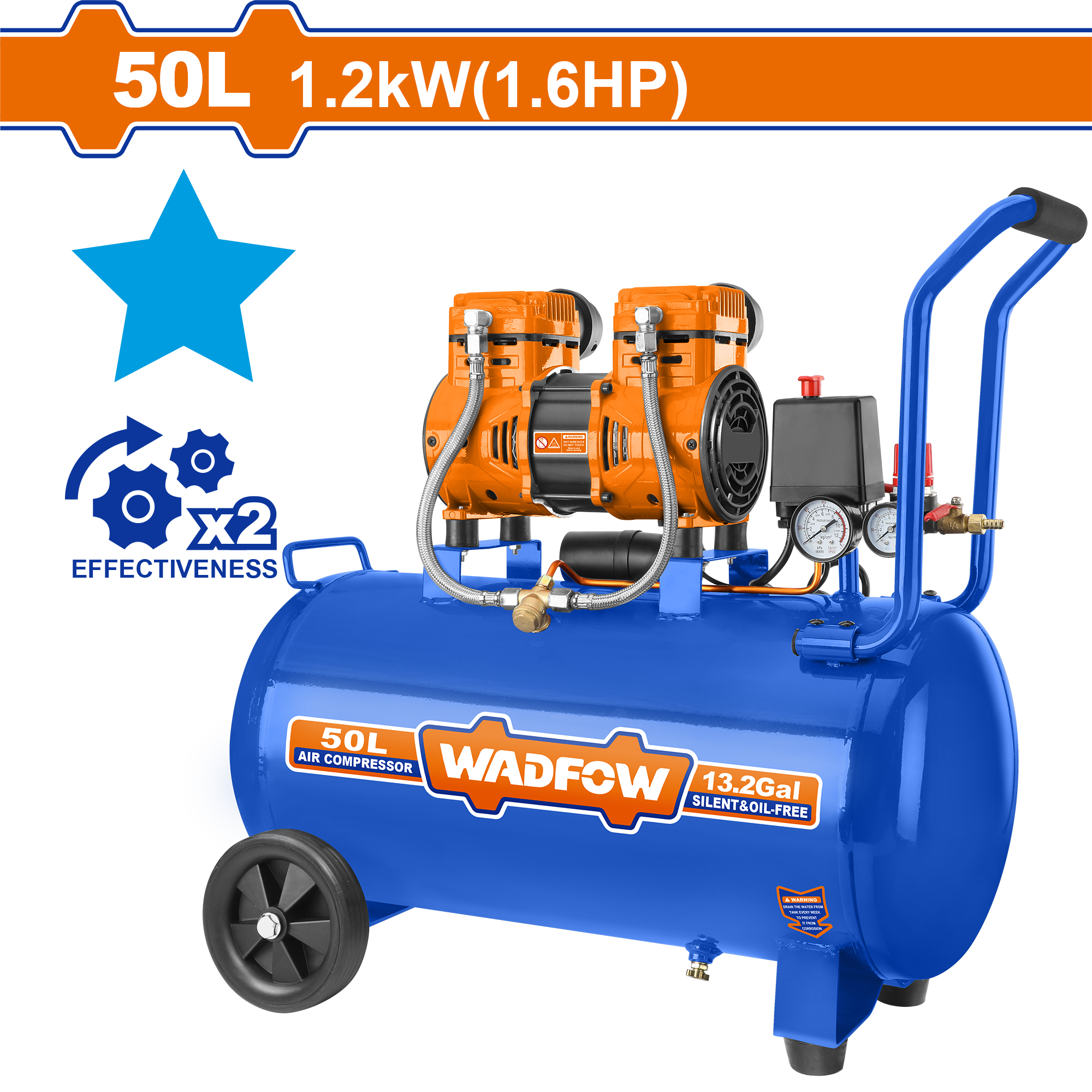 Máy nén khí (không dầu) 1200W-50L