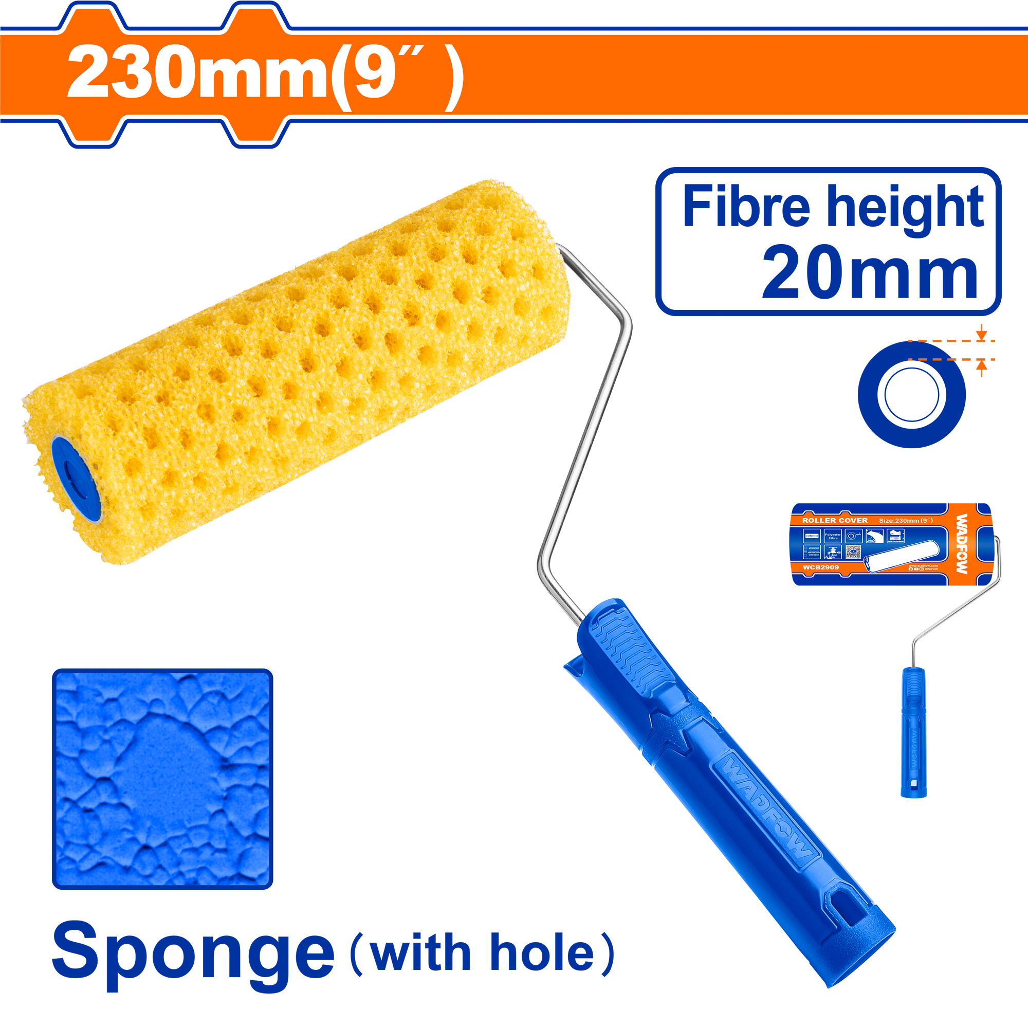 Con lăn sơn xốp lỗ 9″