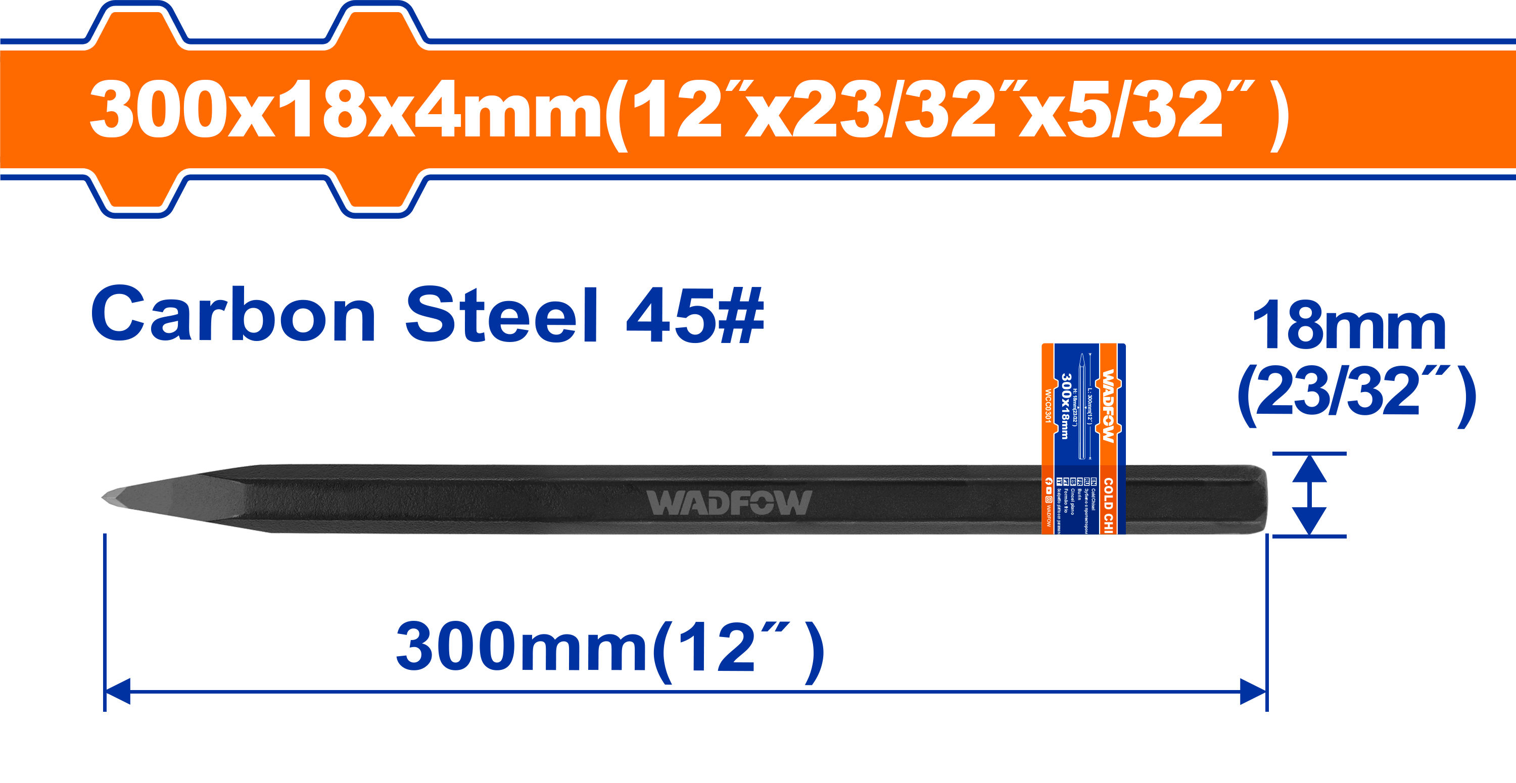 Mũi đục nhọn nguội 4x18x300mm