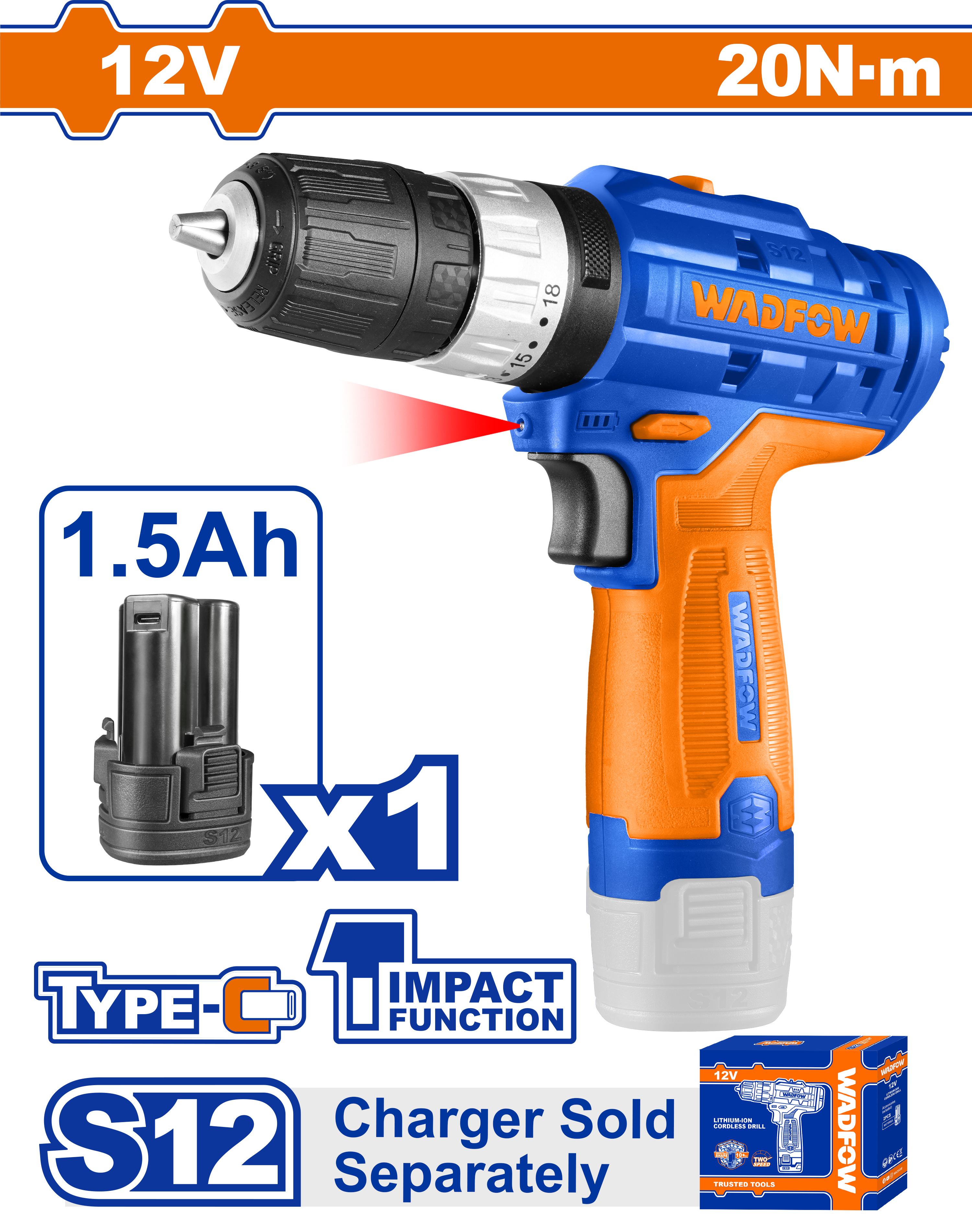Máy khoan búa dùng pin Lithium-ion 12V (không kèm dây & đầu sạc)
