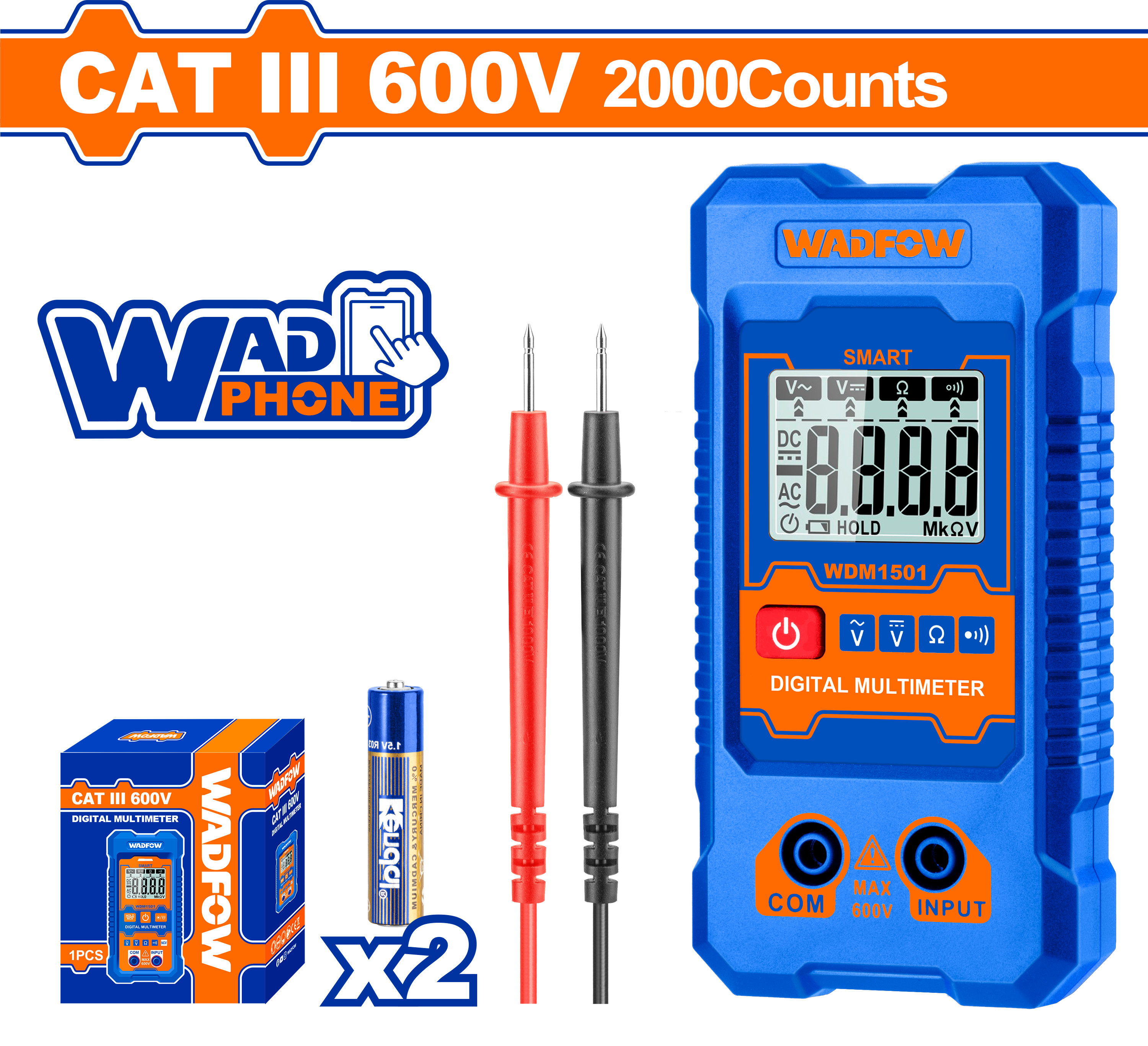 Đồng hồ vạn năng kỹ thuật số 600V-2000 số đếm