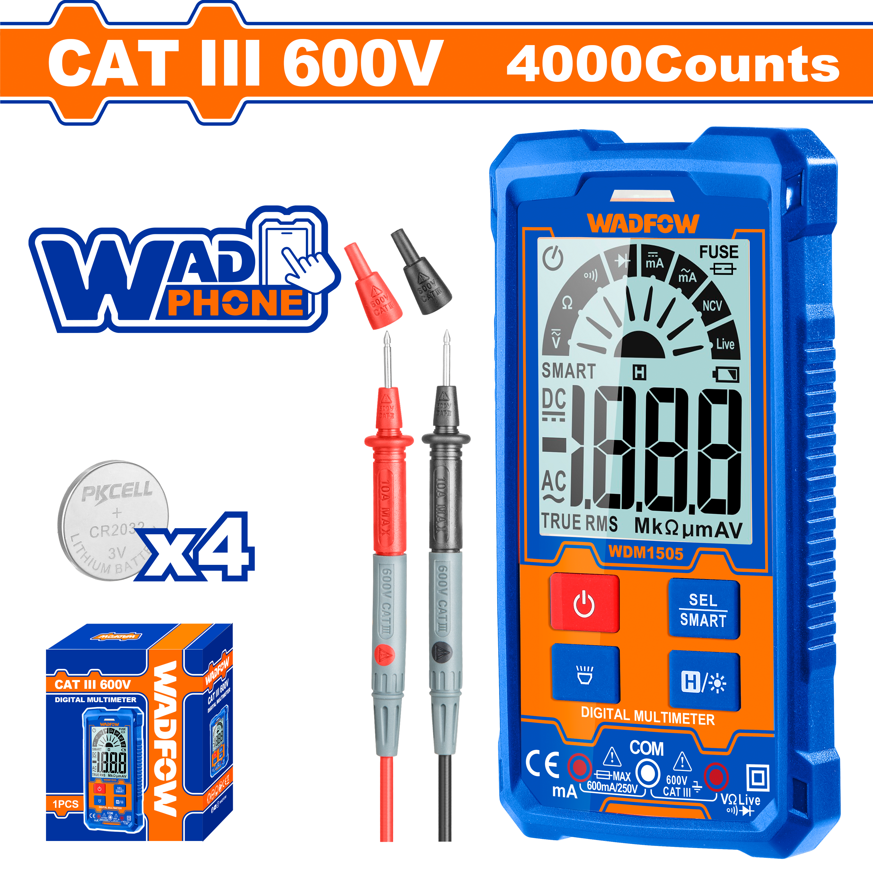 Đồng hồ vạn năng kỹ thuật số 600V-2000 số đếm