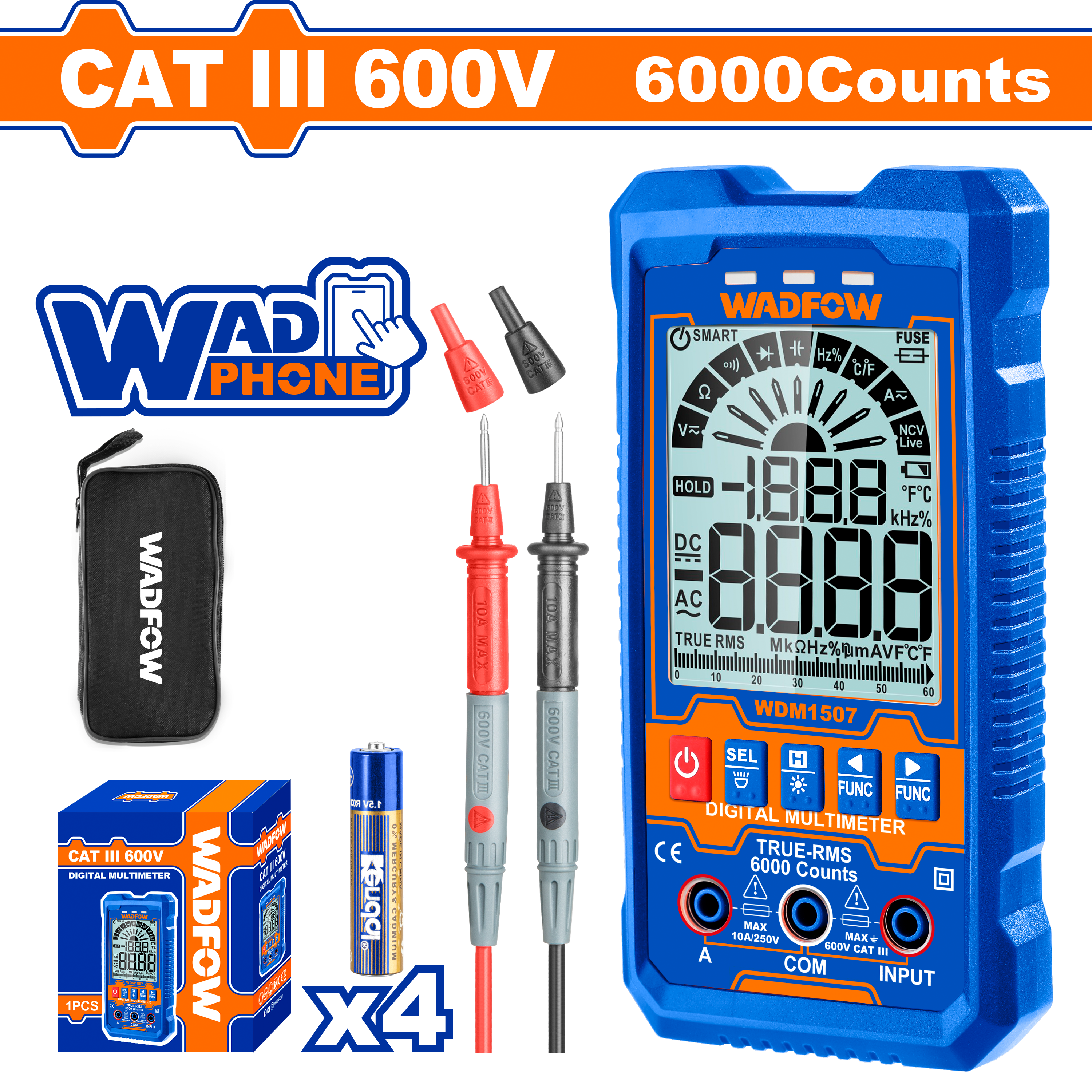 Đồng hồ vạn năng kỹ thuật số 600V-6000 số đếm