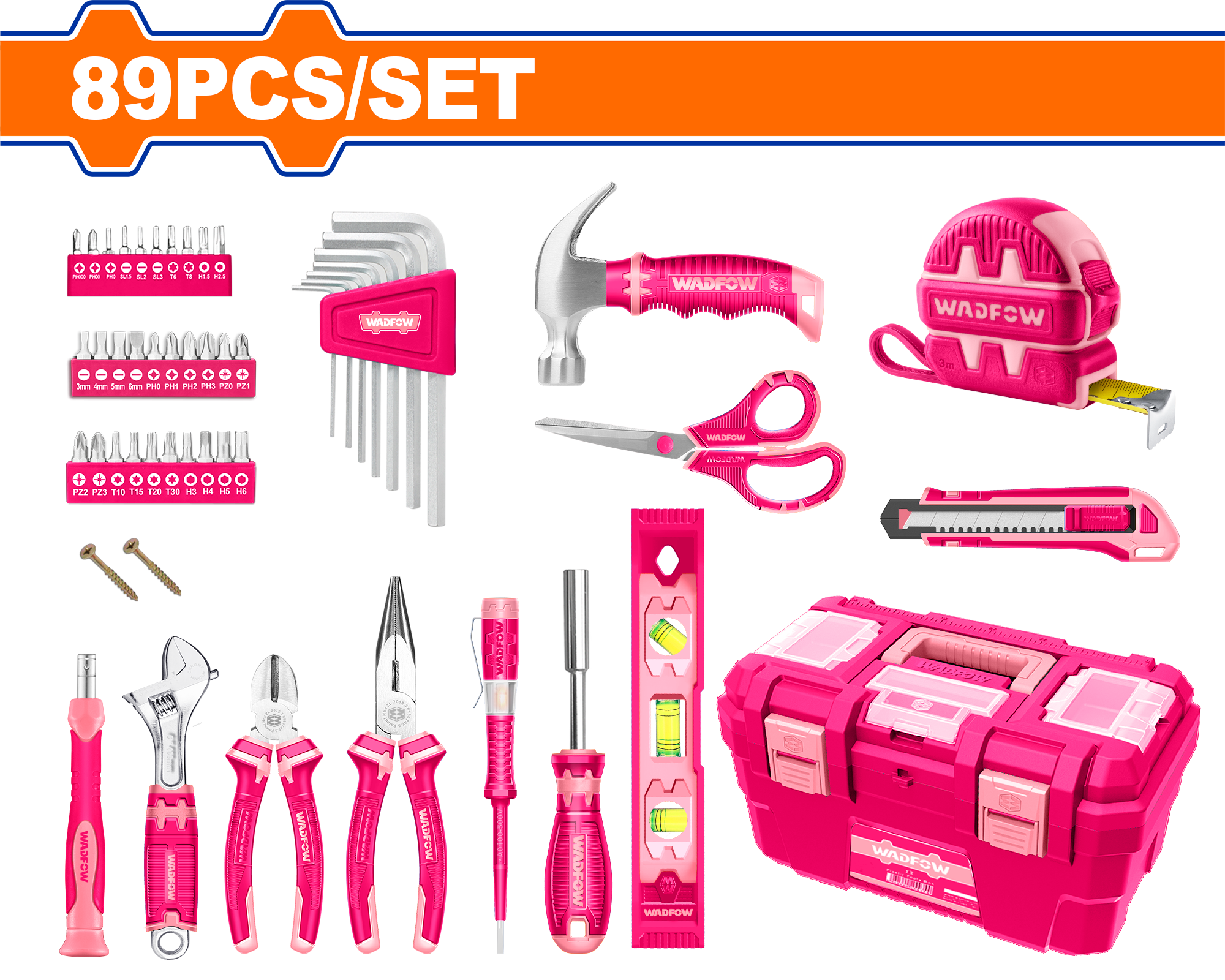 Bộ 89 món dụng cụ cầm tay (hồng)