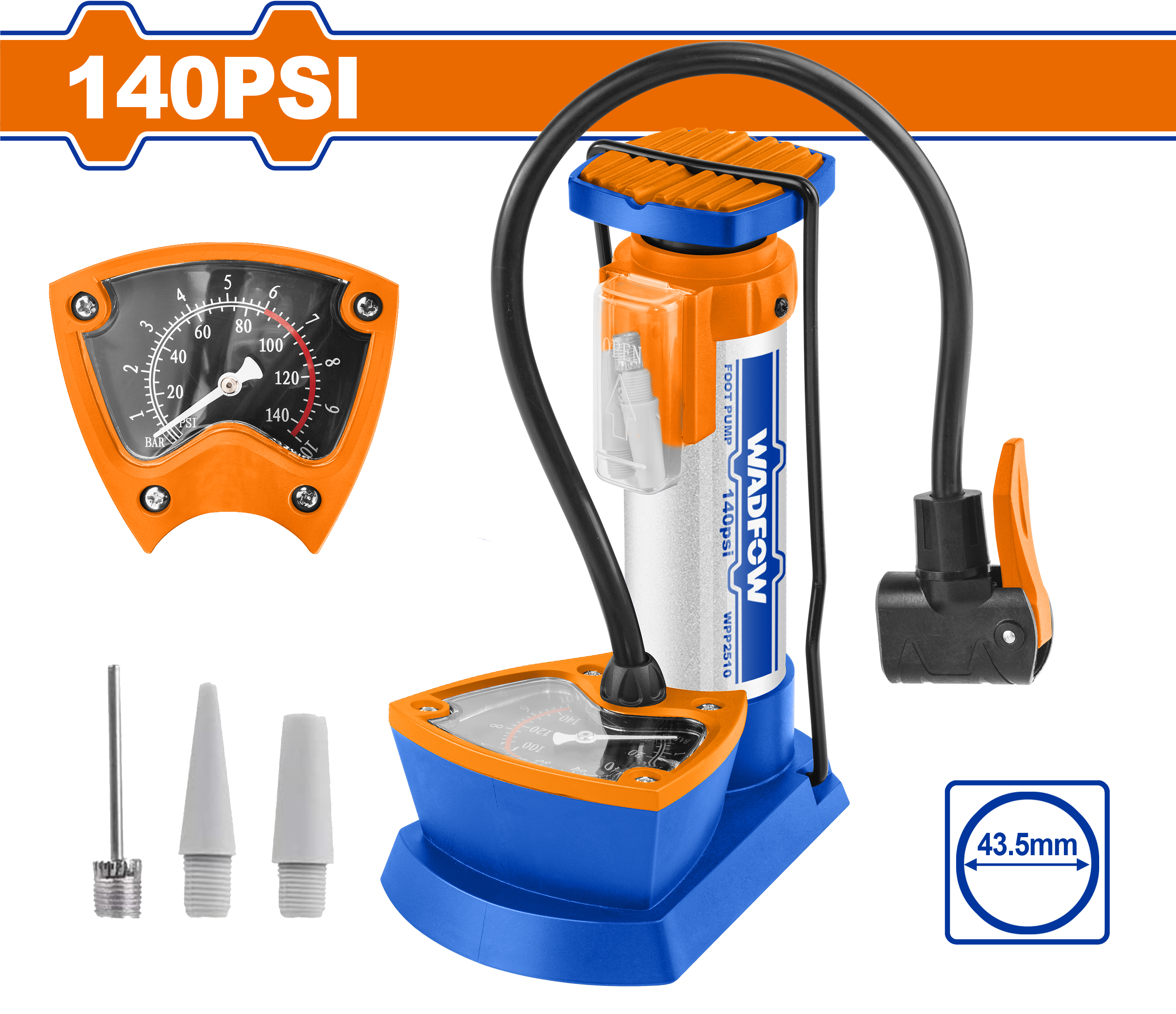 Bơm đạp chân (có đồng hồ) φ43.5*183mm