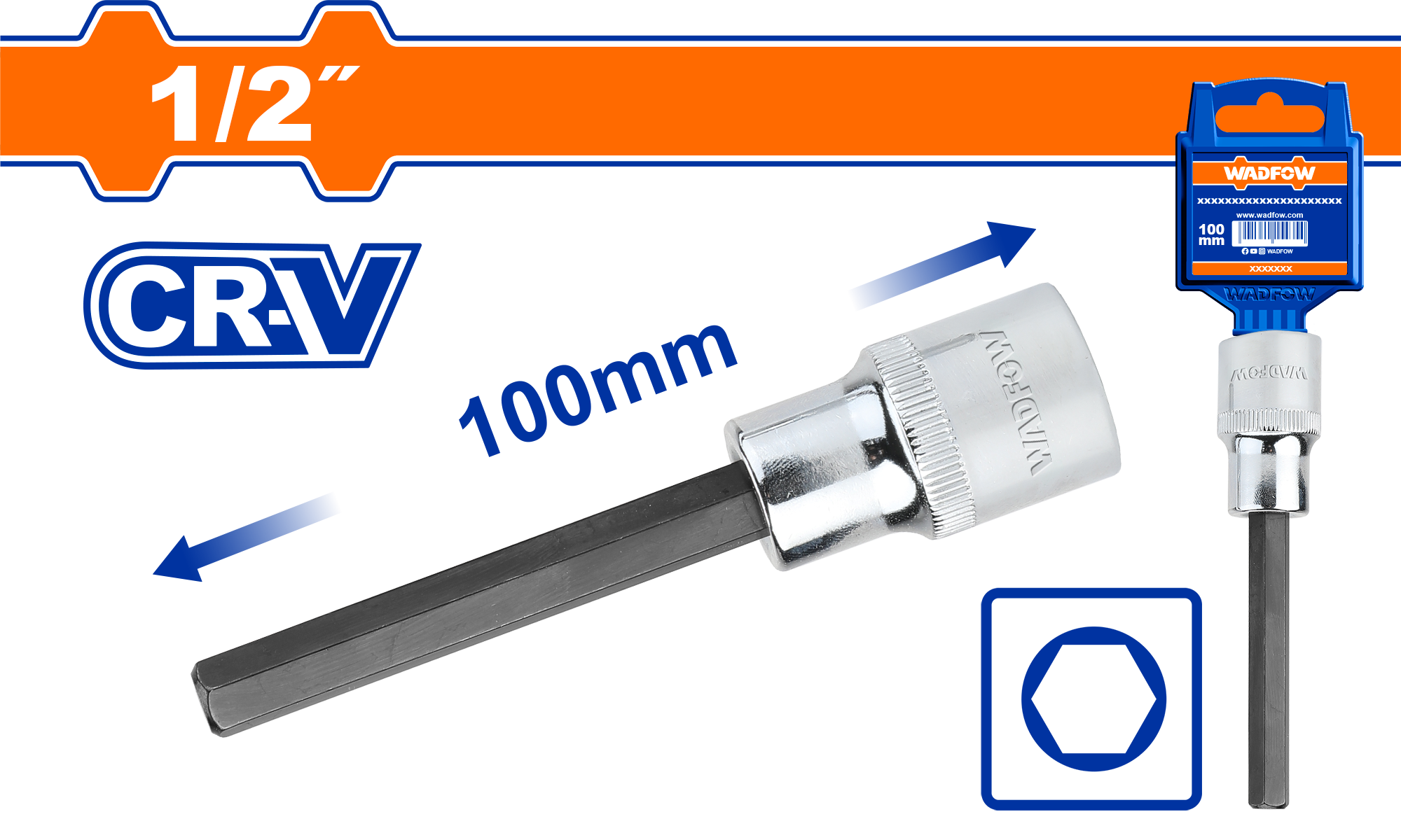 Đầu tuýp 1/2″ ra đầu vít lục giác dài 5x100mm