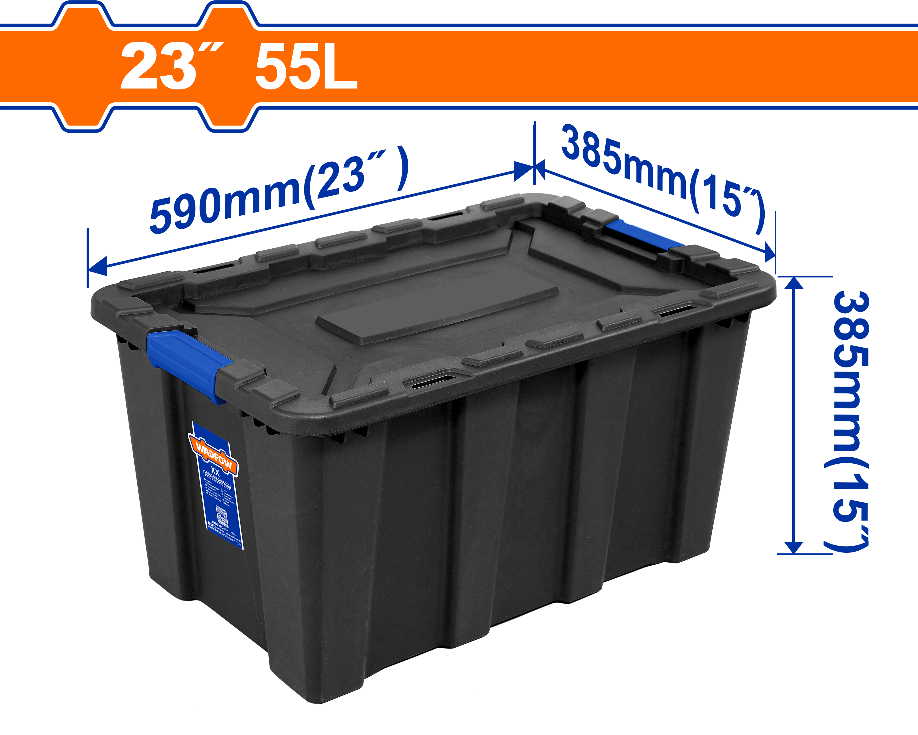 Hộp nhựa trữ kho đen 55L