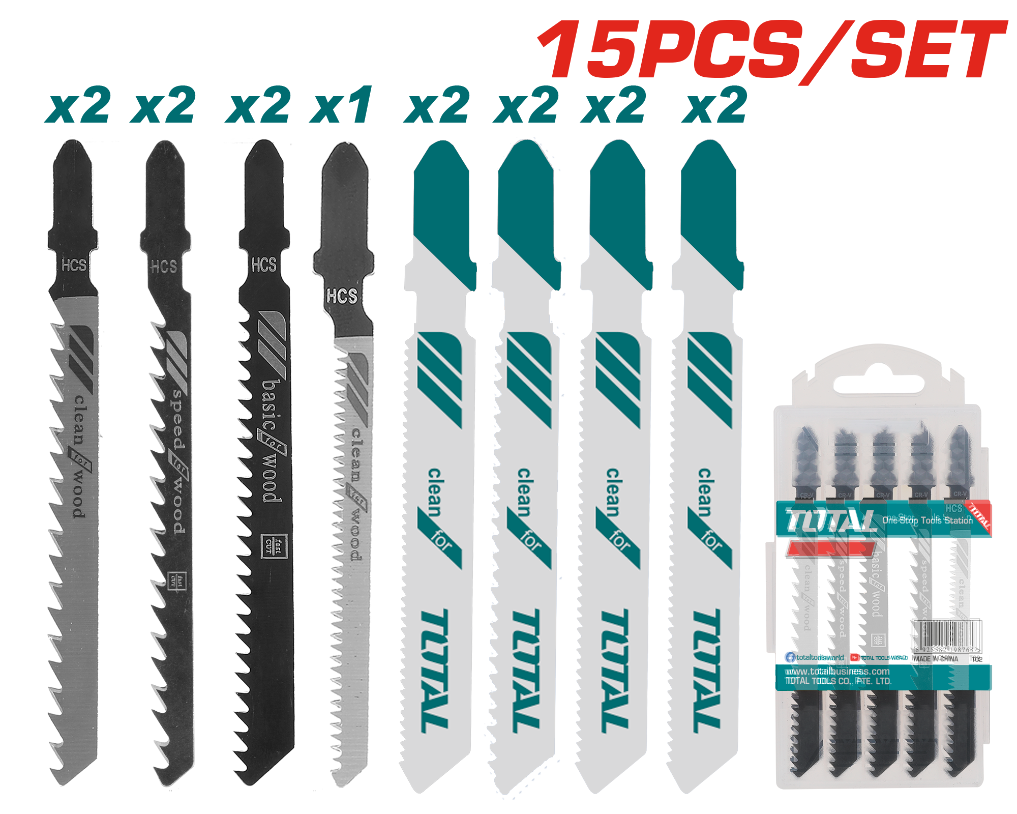 Bộ 15 lưỡi cưa lọng nhôm, gỗ và kim loại hiệu Total TAC1501