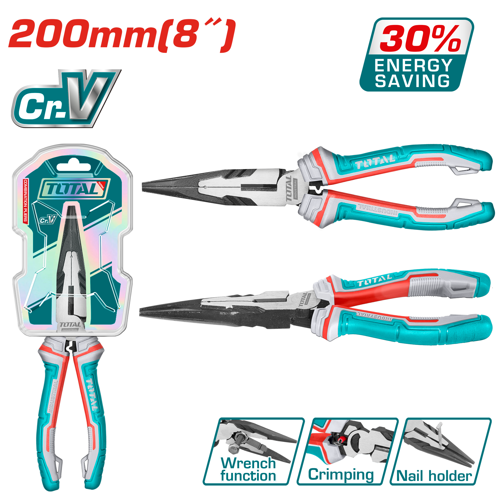 Kềm mũi nhọn mỏ dài cao cấp hiệu Total THT220806S