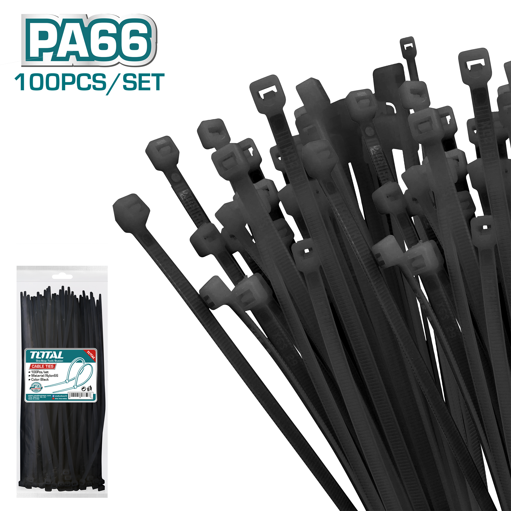 Bộ 100 dây rút nhựa đen 150×2.5mm