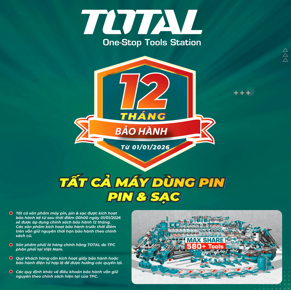 THÔNG BÁO ĐIỀU CHỈNH THỜI GIAN BẢO HÀNH THƯƠNG HIỆU TOTAL, WADFOW, INGCO