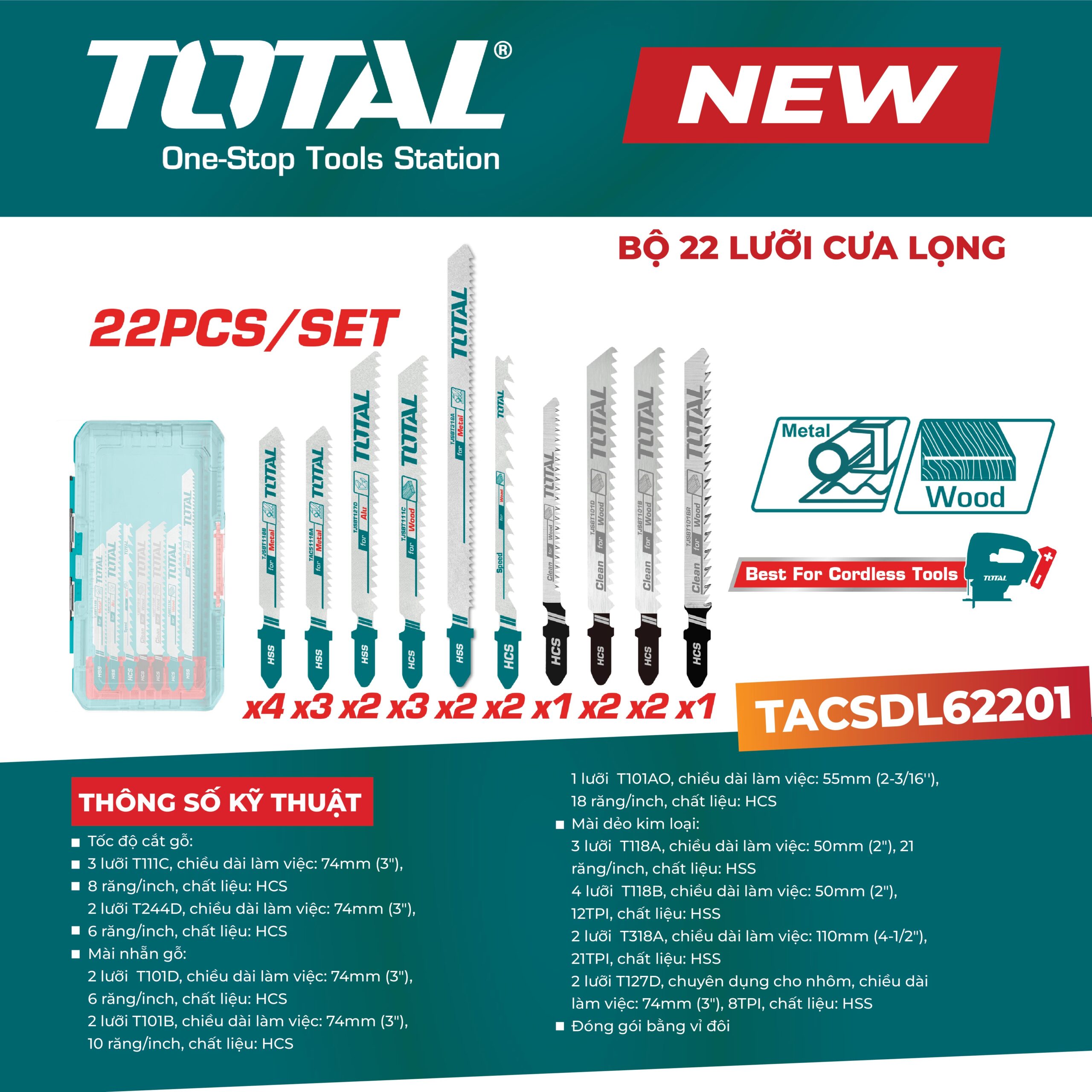 Bộ 22 lưỡi cưa lọng TACSDL62201
