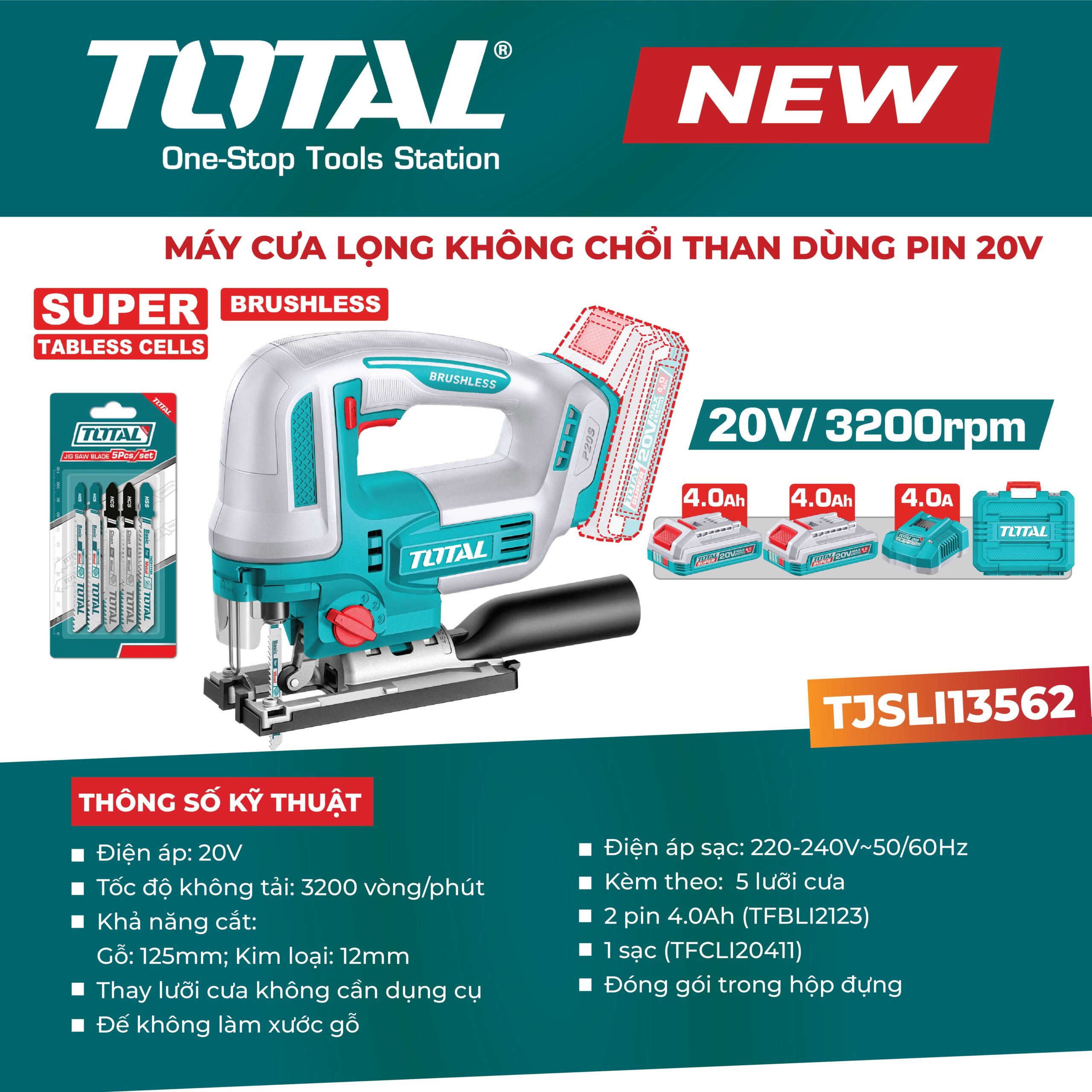 Máy cưa lọng dùng pin 20V TJSLI13562