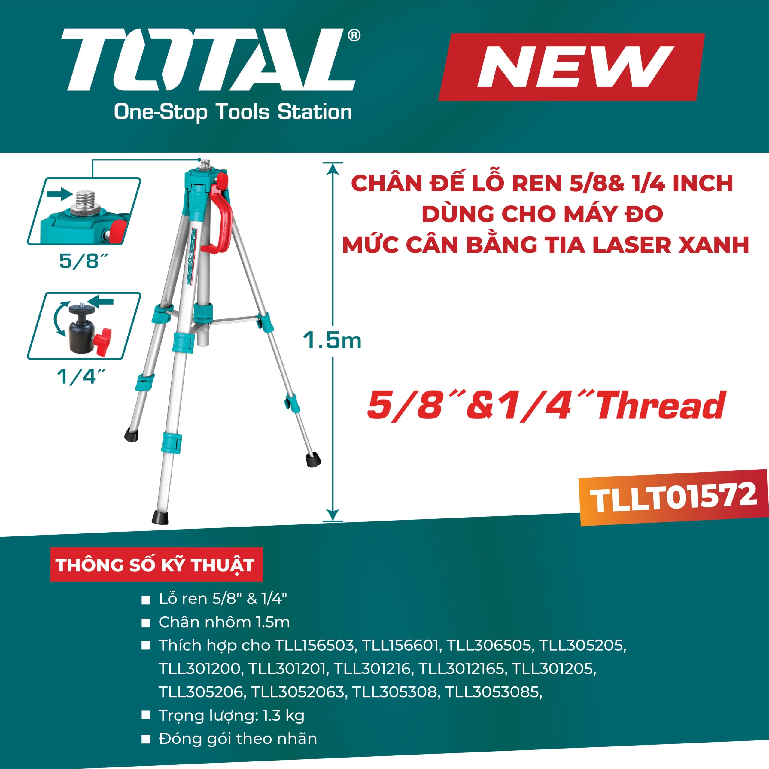 Chân đế lỗ ren 5/8″ & 1/4″ cho máy đo mức cân bằng laser TLLT01572