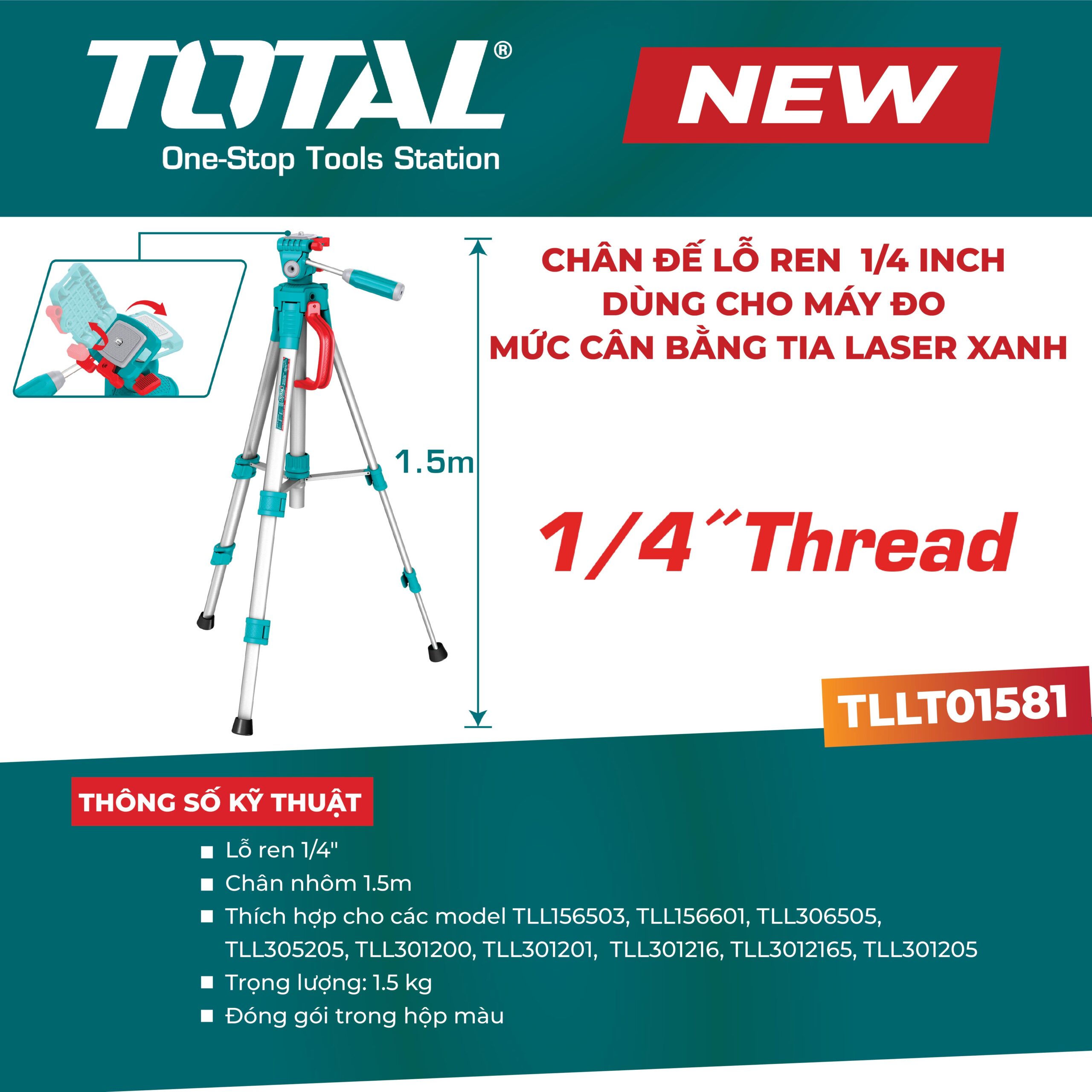 Chân đế lỗ ren 1/4″ cho máy đo mức cân bằng laser TLLT01581