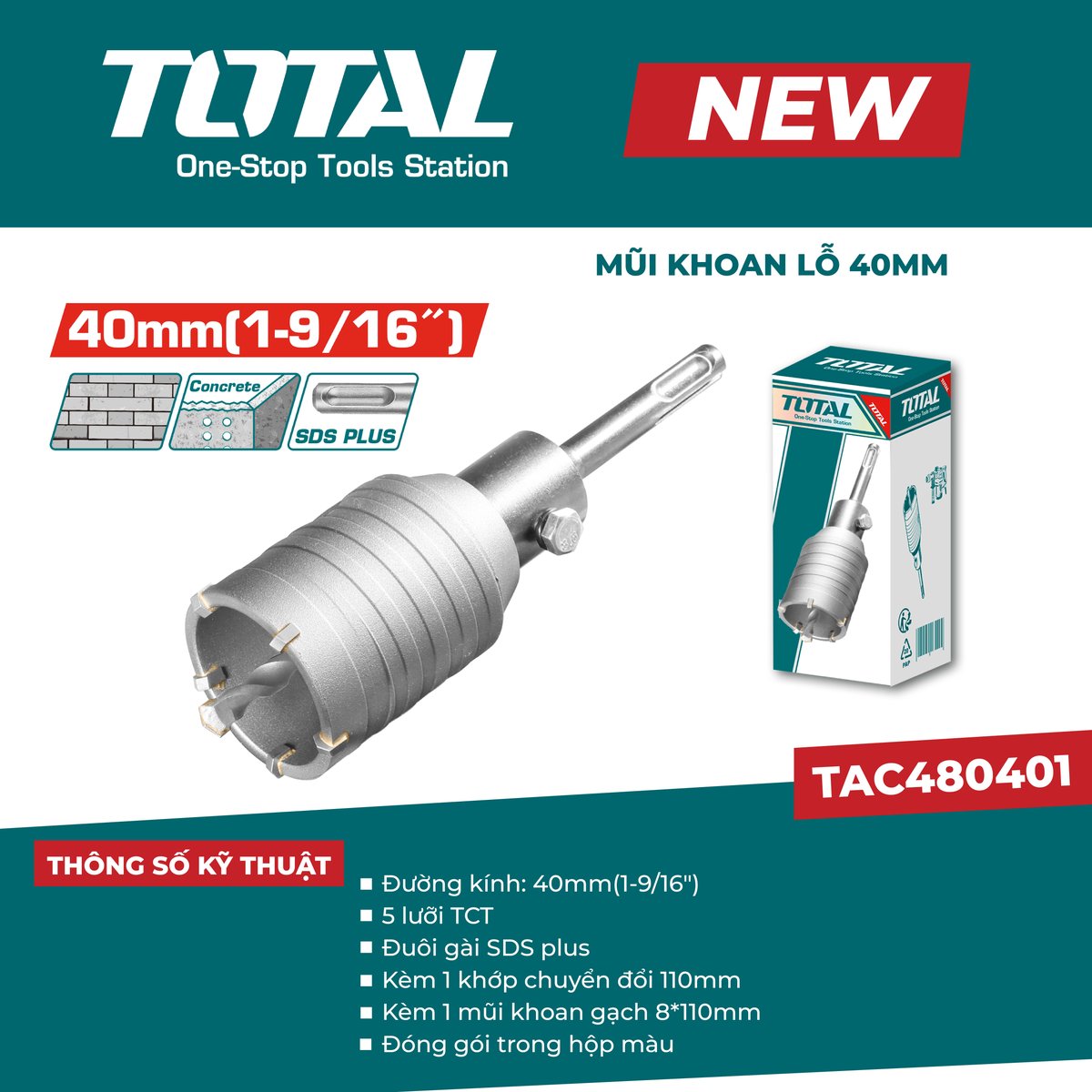 Mũi khoan lỗ 40mm TAC480401