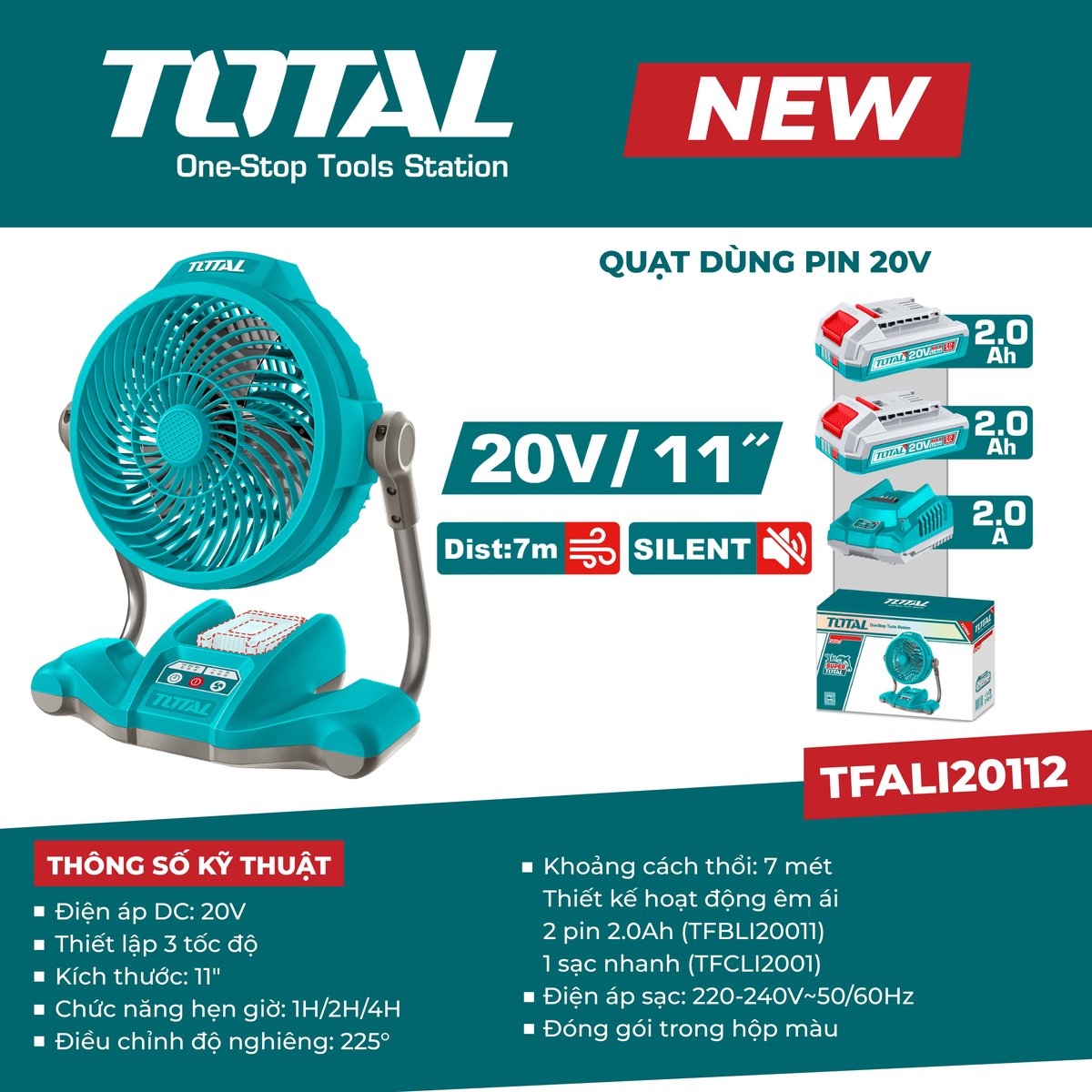 Quạt dùng pin 20V TFALI20112