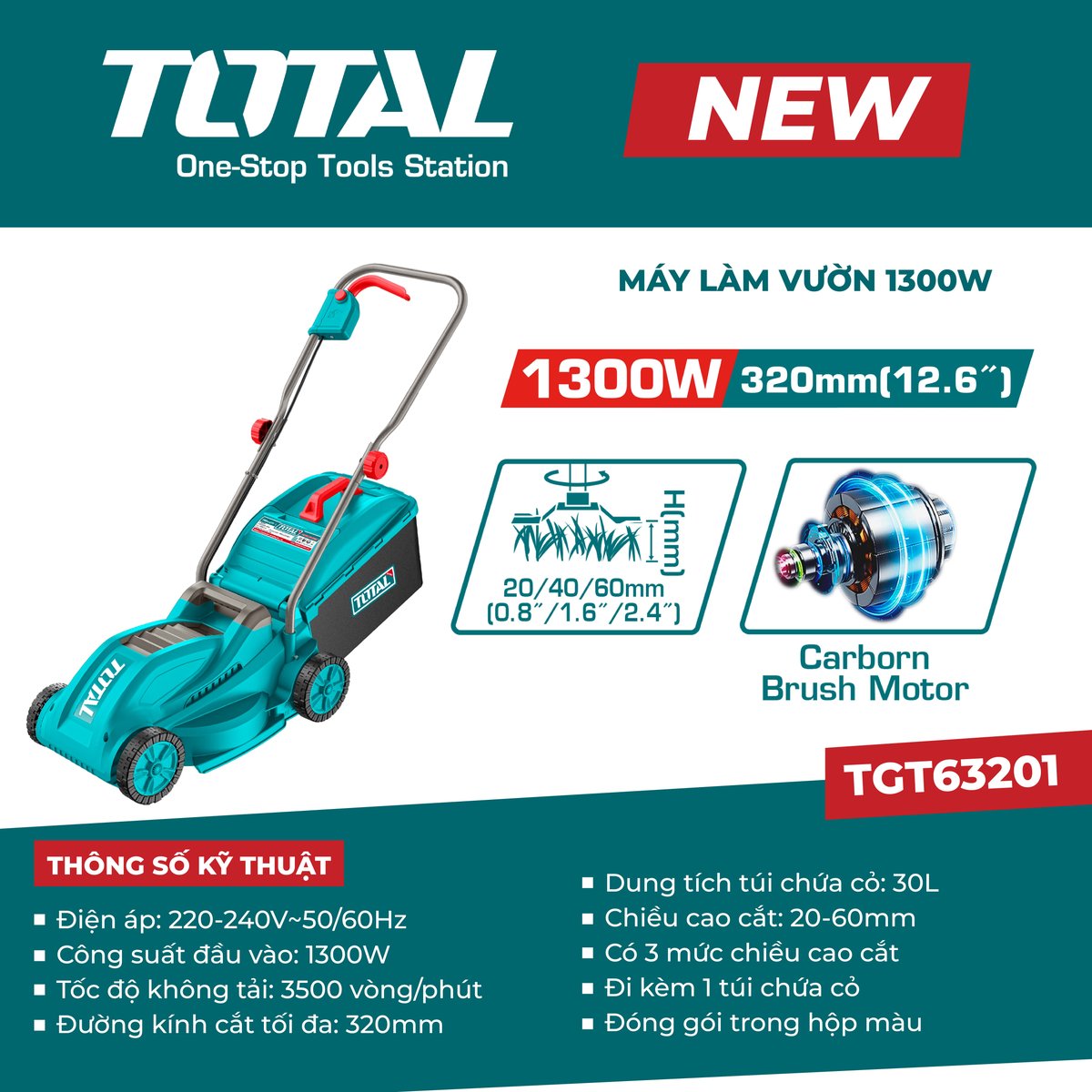 Máy làm vườn 1300W TGT63201
