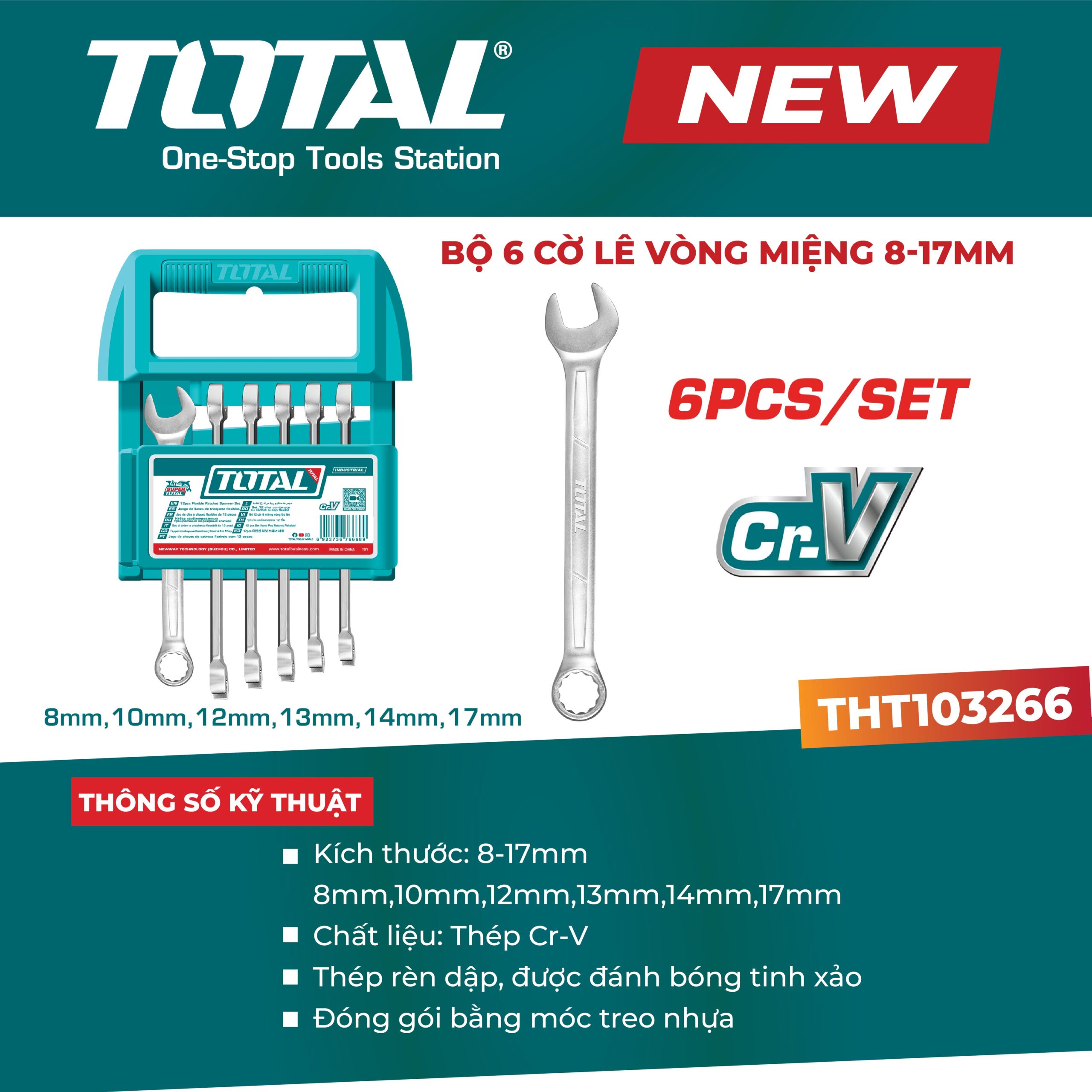 Bộ 6 cờ lê vòng miệng 8-17mm THT103266