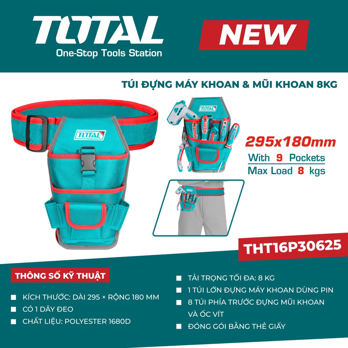 Túi đựng máy khoan & mũi khoan 8kg THT16P30625