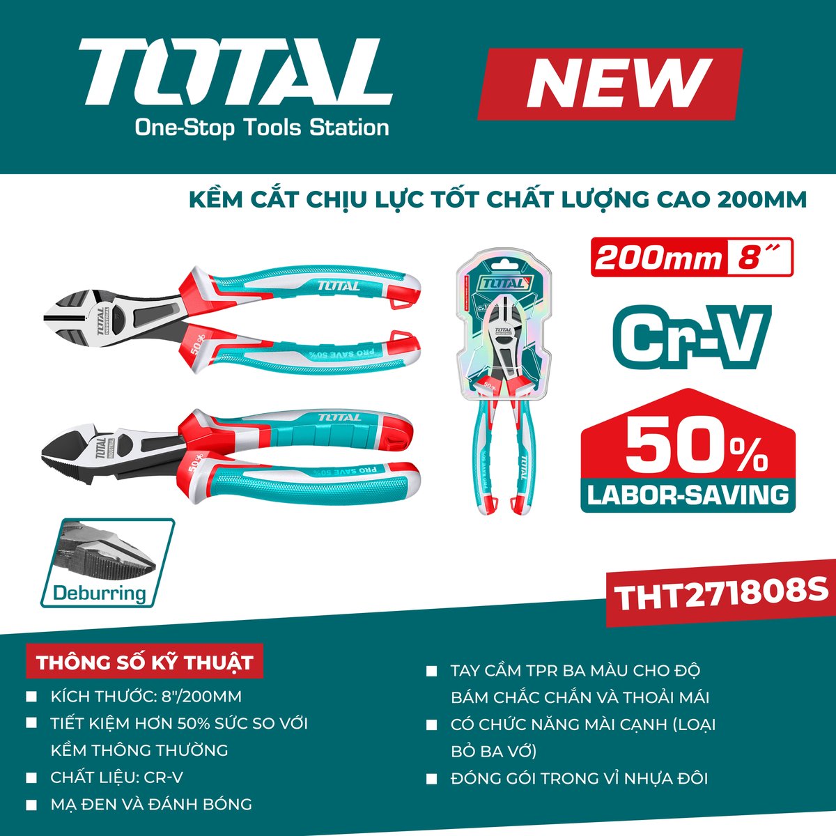 Kềm cắt chịu lực tốt chất lượng cao 8″/200mm THT271808S