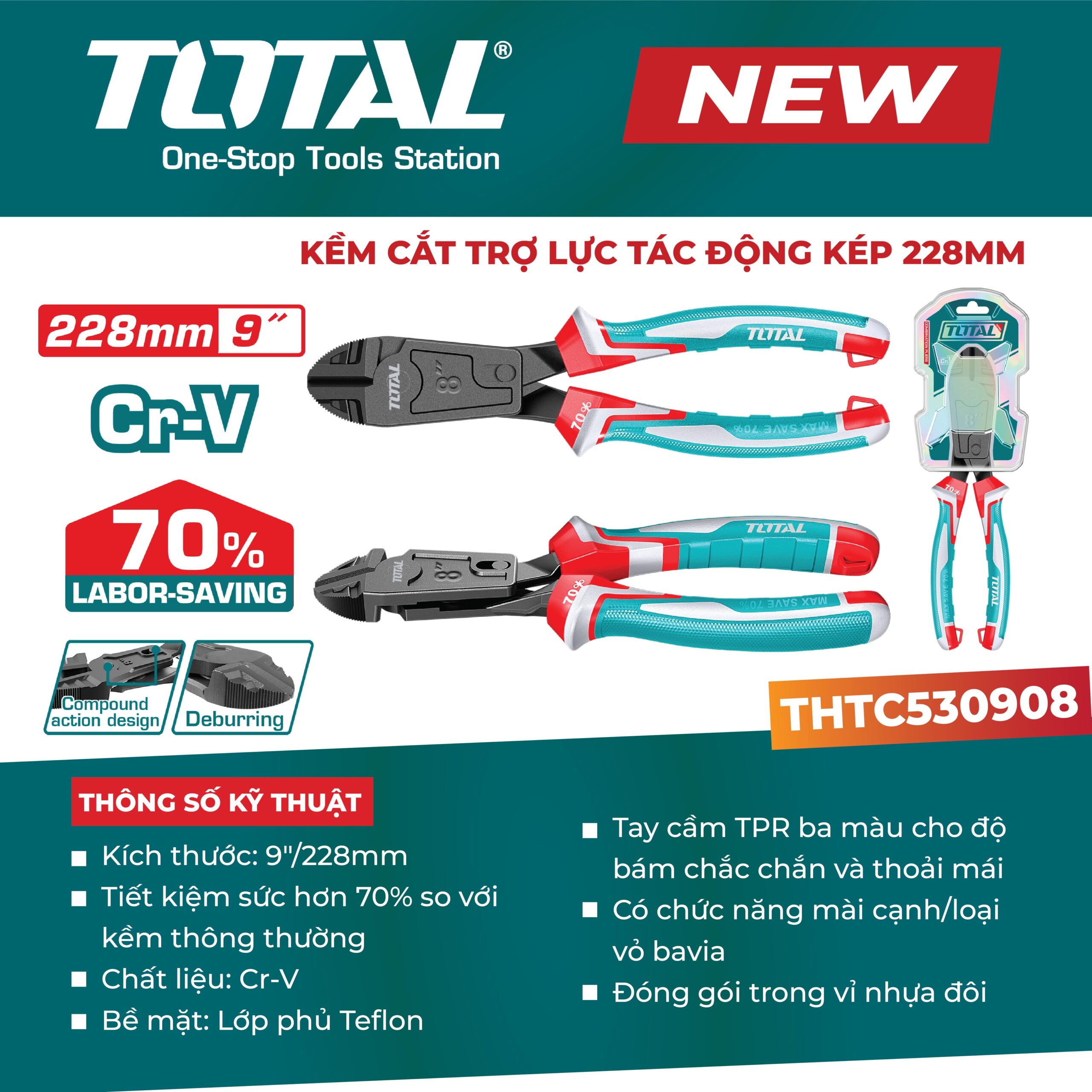 Kềm cắt trợ lực tác động kép 228mm THTC530908