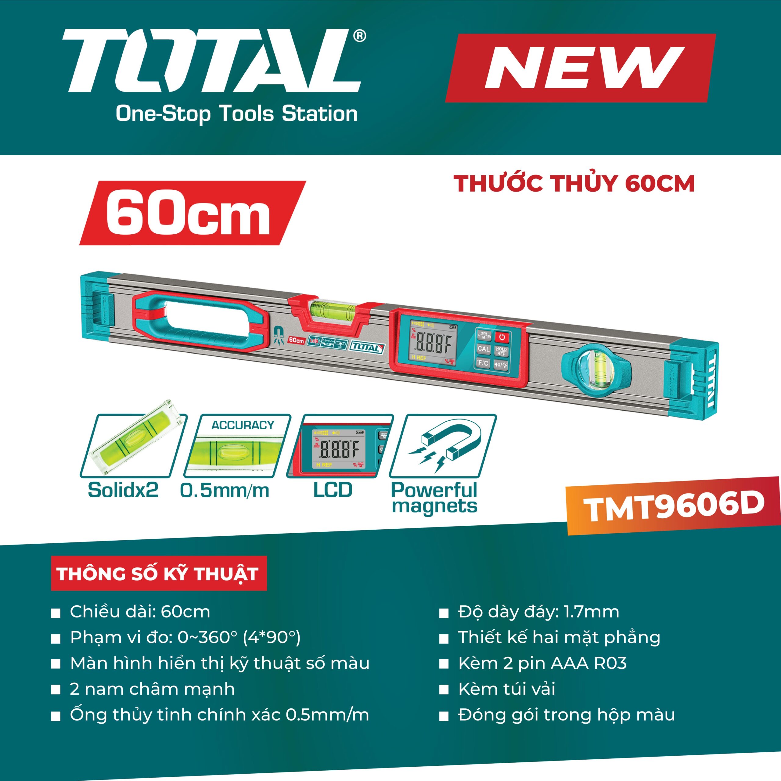Thước thủy điện tử 60cm TMT9606D