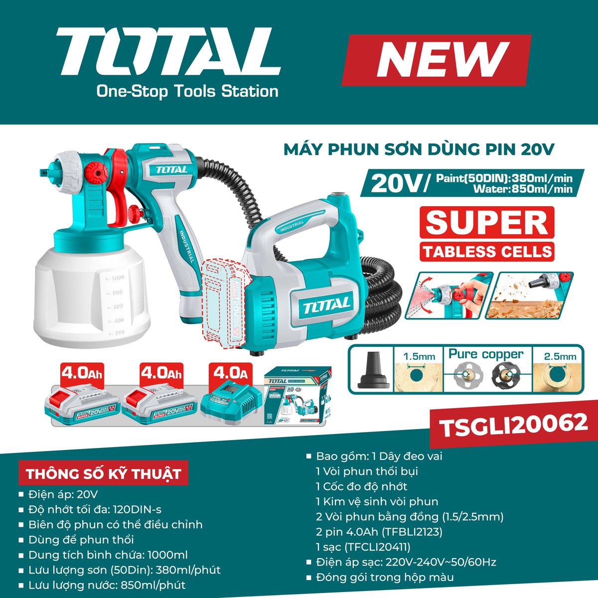 Máy phun sơn dùng pin 20V TSGLI20062